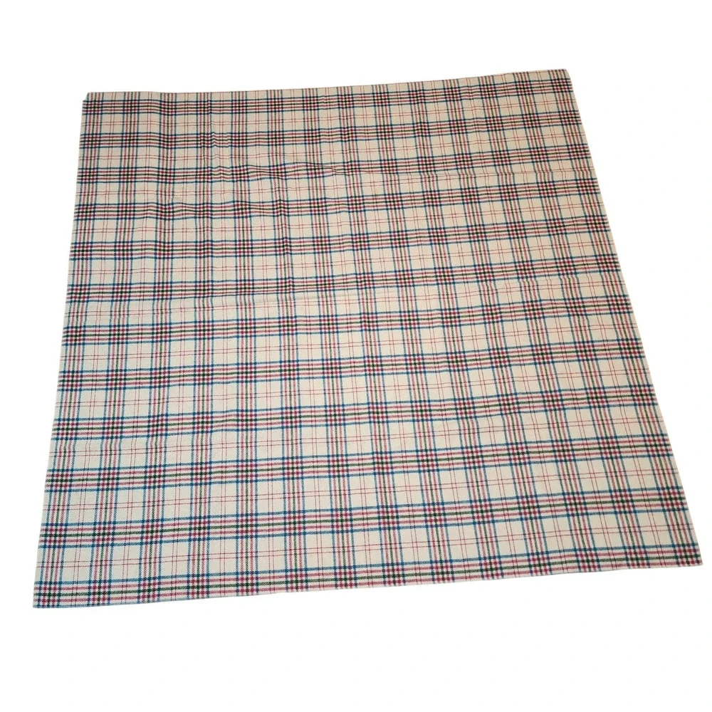 Woolrich Vintage Plaid Wool Blanket Cream Blue Green Red Made in USA 60x59